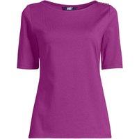 Lands' End Women's Single Knit Supima Boatneck Button Shoulder Tee in Fuchsia | Size: 14-16
