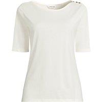 Lands' End Women's Single Knit Supima Boatneck Button Shoulder Tee in Ivory | Size: 14-16