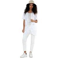 Saloos Women's Feather-Inspired Print Open-Front Jacket in White