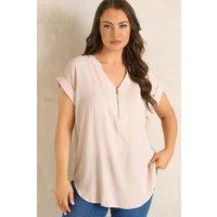 Evans Women's Zip Front Blouse in Light Pink | Size: 26-28