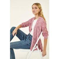 Roman Women's Tape Knit Cotton Blend Cardigan in Pink | Size: 18