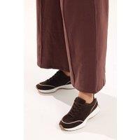 Yours Women's Faux Suede Trainers In Wide E Fit & Extra Wide EEE Fit in Chocolate | Size: 5EEE