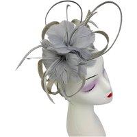 Vellin Women's Sinamay Loop & Feather Flower Fascinator in Light Grey
