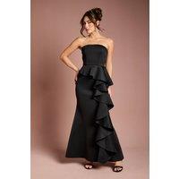 Coast Women's Bandeau Ruffle Stretch Crepe Maxi Dress in Black | Size: 14
