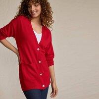 Lands' End Women's Merino Diamante Button Cardigan in Red | Size: 8