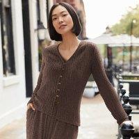 Lands' End Women's Crinkle Cardigan in Dark Brown | Size: 16-18