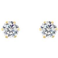 Jewelco London Women's 9ct Gold CZ 6 Claw Solitaire Stud Earrings, 4mm Carat