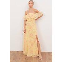 Anaya with Love Women's Floral Print Bardot Maxi Dress in Yellow | Size: 14