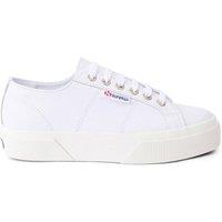Superga Women's 2740 Nappa Leather Platform Trainers in White | Size: 4.5