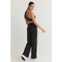 WOVCOR Women's Multi Side Stripe Drawstring Wide Leg Scuba Joggers in Black | Size: XL