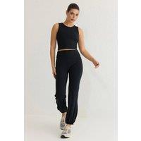 WOVCOR Women's High Waist Balloon Cuff Brushed Knit Sports Joggers in Black | Size: XS