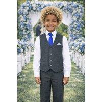Little Giants Boy's John Herringbone Trouser Suit in Dark Grey | Size: 18-24 m