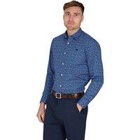 Raging Bull Men's Long Sleeve Flower Bud Cotton Poplin Shirt in Navy | Size: 4XL