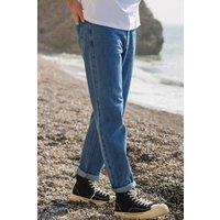 Rapanui Clothing Men's Classic Straight Leg Denim Jeans in Mid Blue | Size: XL