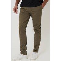 Threadbare Men's Cotton Slim Fit Chino Trousers With Stretch in Khaki | Size: 38R