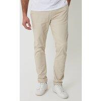 Threadbare Men's Cotton Slim Fit Chino Trousers With Stretch in Light Stone | Size: 38R