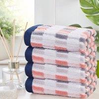 Rapport Home Santa Cruz Pure Cotton Striped Face, Hand, Bath Towel & Bath Sheet Set in White