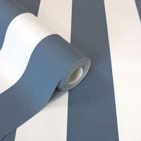 Fine Dcor Juliette Stripe Vinyl Textured Wallpaper in Blue