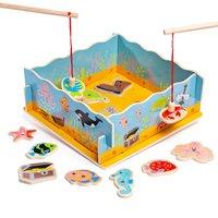 Bigjigs Toys Magnetic Wooden Fishing Game Set with Rods