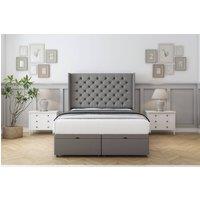 Comfort Beds Selena Dumfries Ottoman Bed Set With 54 Wingback Headboard in Light Grey | Size: Super King