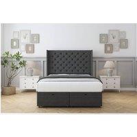 Comfort Beds Selena Dumfries Ottoman Bed Set With 54 Wingback Headboard in Dark Grey | Size: Small Single