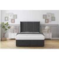 Comfort Beds Grace Dumfries Ottoman Bed Set With 54 Wingback Headboard in Dark Grey | Size: Small Double
