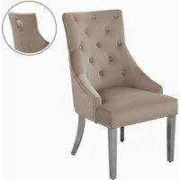 Stratus Interiors Bentley Velvet Lion Knocker Kitchen Dining Chair 56Wx72Dx103H 1Pcs in Beige | Size: 100 cm x 60 cm
