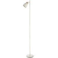 Happy Homewares Muted Dove Grey Scandinavian Designed Floor Lamp with Wooden Trim in Off-White