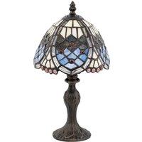 Happy Homewares Handmade Beaded Coloured Stained Glass Tiffany Table Lamp | Size: 8 inches