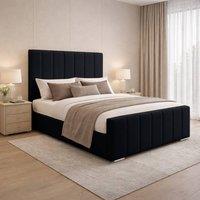 Desire Deco Plush Velvet Eleanor Upholstered Panel Bed Frame, All Sizes in Black | Size: Single