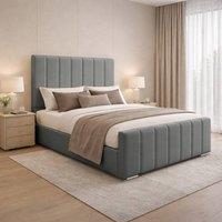 Desire Deco Plush Velvet Eleanor Upholstered Panel Bed Frame, All Sizes in Grey | Size: Single