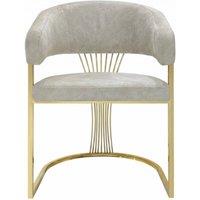 HOME LUXE INTERIOR Cream Porado Leatheraire Dining Chair | Gold Frame Luxury Seating in Beige