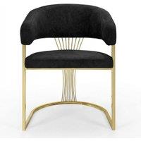 HOME LUXE INTERIOR Black Porado Leatheraire Dining Chair | Gold Frame Luxury Seating