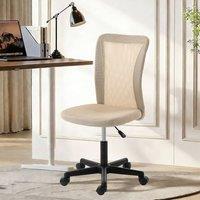 VINSETTO Armless Office Chair, Swivel Desk Chair w/ Adjustable Height in Beige