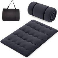 Gymax Double Size Floor Mattress Roll up Mattress Pad Tatami With Carry Bag in Black