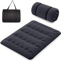 Gymax Queen Size Floor Mattress Roll up Mattress Pad Tatami Mat With Carry Bag in Black
