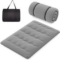 Gymax Double Size Floor Mattress Roll up Mattress Pad Tatami Mat With Carry Bag in Grey