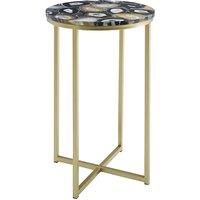 VOGREX 1 Pack 16 Faux Stone Round Glam Side Coffee Bedside Table