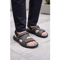 LARANGE Men's Grey Black Beach Pool Casual Sport Sandals Slingback Sliders | Size: 8-9