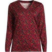 Lands' End Women's Petite Supima Long Sleeved V-neck T-shirt in Crimson | Size: 14-16
