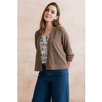 Lily & Me Women's Shore Relaxed Fit Viscose Cropped Cardigan with 3/4 Length Sleeves in Brown | Size: 16