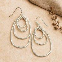My Posh Shop Women's Statement Oval Hoops Drop Earrings in Silver