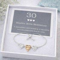 My Posh Shop Women's 30th Birthday Drawstring Heart Bracelet in Silver