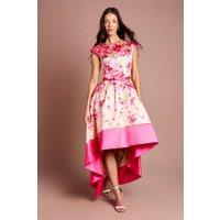 Coast Women's Twill Hi-Lo Floral Printed Midi Dress in Blush | Size: 10