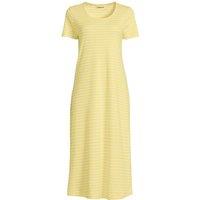Lands' End Women's Plus Short Sleeve Mid Calf Pure Cotton Nightdress in Yellow | Size: 20-22