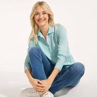 Lands' End Women's Plus Three-Quarter Sleeve Supima Cotton Polo Shirt in Pale Blue | Size: 24-26