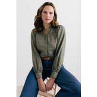 Lily & Me Women's Poplar Textured Cotton Long Blouse with V-neckline | Size: 18
