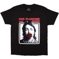 Rock Off officially Licensed Products Paul McCartney Red Rose Speedway T-Shirt in Black | Size: 2XL