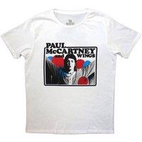 Rock Off officially Licensed Products Paul McCartney Photo Rose T-Shirt in White | Size: Large