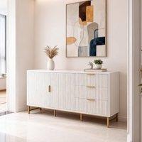 FURNITURE ONE Modern Sideboard, Storage Cabinet with 3 Drawers & 2 Doors in Natural White | Size: 1 Pack